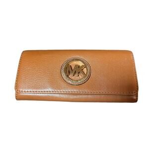 Michael Kors Fulton Flap Continental Leather Wallet Luggage